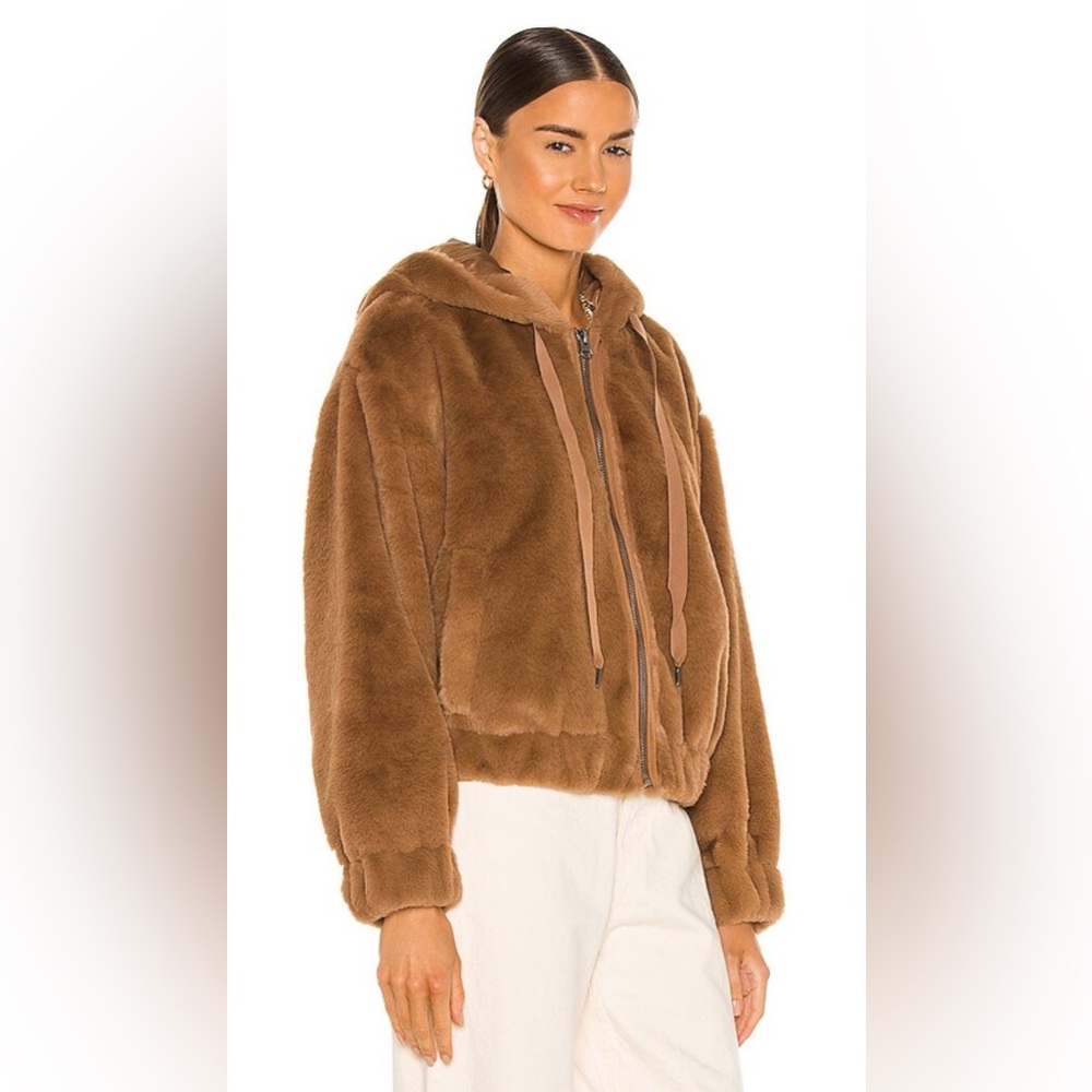 Free People Freya Fur Brown Hoodie Zip Up - Picture 6 of 8